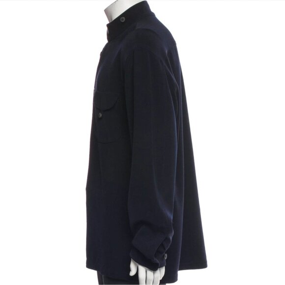 Giorgio Armani Black Label shirt 50 US 40 high neck navy $1900 - Picture 3 of 10
